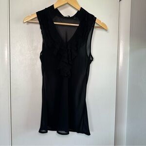 New York & Company Y2K Sheer Tank Top Blouse. Black. Size: 4.